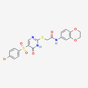 2-({5-[(4-bromophenyl)sulfonyl]-6-oxo-1,6-dihydropyrimidin-2-yl}sulfanyl)-N-(2,3-dihydro-1,4-benzodioxin-6-yl)acetamide