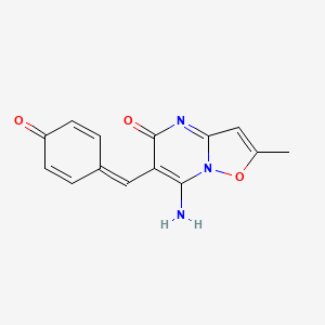 molecular formula C14H11N3O3 B11424975 4-[(E)-(7-iminio-2-methyl-5-oxo-5H-[1,2]oxazolo[2,3-a]pyrimidin-6(7H)-ylidene)methyl]phenolate 