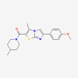 molecular formula C20H23N3O2S B11424982 (6-(4-Methoxyphenyl)-3-methylimidazo[2,1-b]thiazol-2-yl)(4-methylpiperidin-1-yl)methanone 