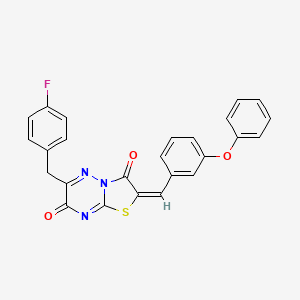 (2E)-6-(4-fluorobenzyl)-2-(3-phenoxybenzylidene)-7H-[1,3]thiazolo[3,2-b][1,2,4]triazine-3,7(2H)-dione