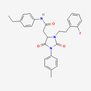 N-(4-ethylphenyl)-2-{3-[2-(2-fluorophenyl)ethyl]-1-(4-methylphenyl)-2,5-dioxoimidazolidin-4-yl}acetamide