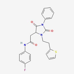 2-{2,5-dioxo-1-phenyl-3-[2-(thiophen-2-yl)ethyl]imidazolidin-4-yl}-N-(4-fluorophenyl)acetamide