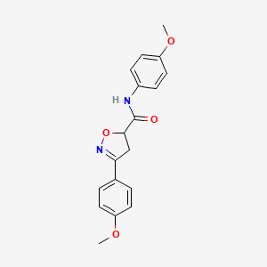 molecular formula C18H18N2O4 B11425054 N,3-bis(4-methoxyphenyl)-4,5-dihydro-1,2-oxazole-5-carboxamide 