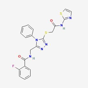 2-Fluoro-N-{[4-phenyl-5-({[(1,3-thiazol-2-YL)carbamoyl]methyl}sulfanyl)-4H-1,2,4-triazol-3-YL]methyl}benzamide