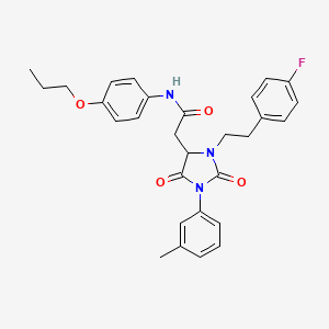 2-{3-[2-(4-fluorophenyl)ethyl]-1-(3-methylphenyl)-2,5-dioxoimidazolidin-4-yl}-N-(4-propoxyphenyl)acetamide