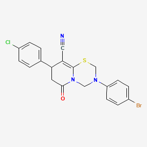 3-(4-bromophenyl)-8-(4-chlorophenyl)-6-oxo-3,4,7,8-tetrahydro-2H,6H-pyrido[2,1-b][1,3,5]thiadiazine-9-carbonitrile