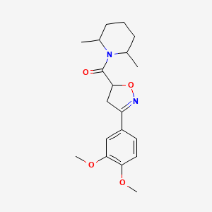 [3-(3,4-Dimethoxyphenyl)-4,5-dihydro-1,2-oxazol-5-yl](2,6-dimethylpiperidin-1-yl)methanone