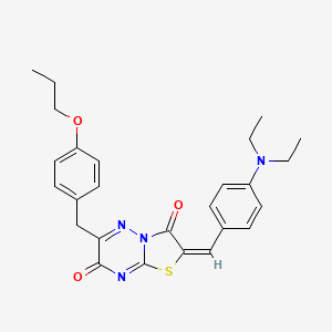 (2E)-2-[4-(diethylamino)benzylidene]-6-(4-propoxybenzyl)-7H-[1,3]thiazolo[3,2-b][1,2,4]triazine-3,7(2H)-dione