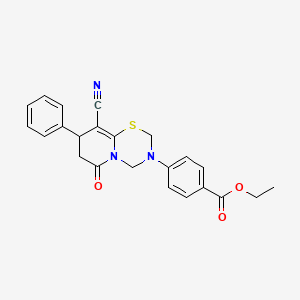 ethyl 4-(9-cyano-6-oxo-8-phenyl-7,8-dihydro-2H,6H-pyrido[2,1-b][1,3,5]thiadiazin-3(4H)-yl)benzoate