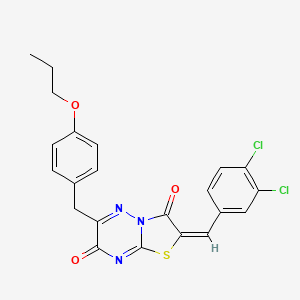 (2E)-2-(3,4-dichlorobenzylidene)-6-(4-propoxybenzyl)-7H-[1,3]thiazolo[3,2-b][1,2,4]triazine-3,7(2H)-dione