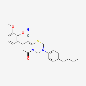 molecular formula C26H29N3O3S B11425256 3-(4-butylphenyl)-8-(2,3-dimethoxyphenyl)-6-oxo-3,4,7,8-tetrahydro-2H,6H-pyrido[2,1-b][1,3,5]thiadiazine-9-carbonitrile 