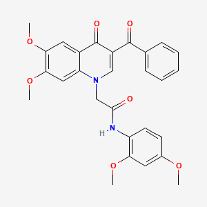 molecular formula C28H26N2O7 B11425258 2-(3-benzoyl-6,7-dimethoxy-4-oxoquinolin-1(4H)-yl)-N-(2,4-dimethoxyphenyl)acetamide 