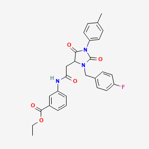 Ethyl 3-({[3-(4-fluorobenzyl)-1-(4-methylphenyl)-2,5-dioxoimidazolidin-4-yl]acetyl}amino)benzoate