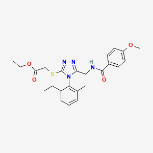 Ethyl 2-{[4-(2-ethyl-6-methylphenyl)-5-{[(4-methoxyphenyl)formamido]methyl}-4H-1,2,4-triazol-3-YL]sulfanyl}acetate