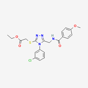 Ethyl 2-{[4-(3-chlorophenyl)-5-{[(4-methoxyphenyl)formamido]methyl}-4H-1,2,4-triazol-3-YL]sulfanyl}acetate