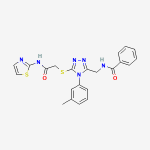 molecular formula C22H20N6O2S2 B11425346 N-((5-((2-oxo-2-(thiazol-2-ylamino)ethyl)thio)-4-(m-tolyl)-4H-1,2,4-triazol-3-yl)methyl)benzamide 