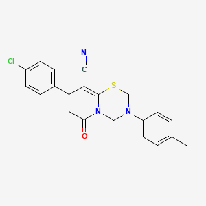 molecular formula C21H18ClN3OS B11425350 8-(4-chlorophenyl)-3-(4-methylphenyl)-6-oxo-3,4,7,8-tetrahydro-2H,6H-pyrido[2,1-b][1,3,5]thiadiazine-9-carbonitrile 