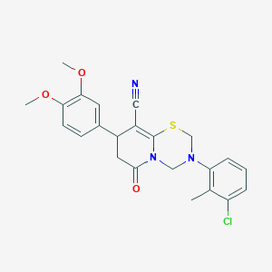 3-(3-chloro-2-methylphenyl)-8-(3,4-dimethoxyphenyl)-6-oxo-3,4,7,8-tetrahydro-2H,6H-pyrido[2,1-b][1,3,5]thiadiazine-9-carbonitrile