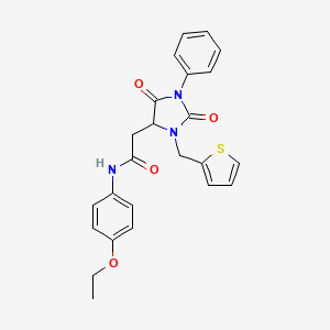 2-[2,5-dioxo-1-phenyl-3-(thiophen-2-ylmethyl)imidazolidin-4-yl]-N-(4-ethoxyphenyl)acetamide