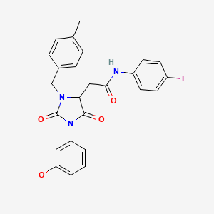 molecular formula C26H24FN3O4 B11425377 N-(4-fluorophenyl)-2-[1-(3-methoxyphenyl)-3-[(4-methylphenyl)methyl]-2,5-dioxoimidazolidin-4-yl]acetamide 