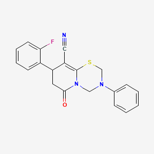 8-(2-fluorophenyl)-6-oxo-3-phenyl-3,4,7,8-tetrahydro-2H,6H-pyrido[2,1-b][1,3,5]thiadiazine-9-carbonitrile