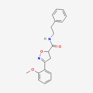 molecular formula C19H20N2O3 B11425395 3-(2-methoxyphenyl)-N-(2-phenylethyl)-4,5-dihydro-1,2-oxazole-5-carboxamide 