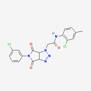 molecular formula C19H15Cl2N5O3 B11425433 N-(2-chloro-4-methylphenyl)-2-[5-(3-chlorophenyl)-4,6-dioxo-4,5,6,6a-tetrahydropyrrolo[3,4-d][1,2,3]triazol-1(3aH)-yl]acetamide 