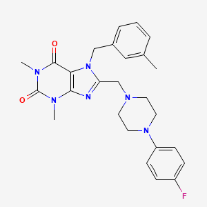 8-[[4-(4-Fluorophenyl)piperazin-1-yl]methyl]-1,3-dimethyl-7-[(3-methylphenyl)methyl]purine-2,6-dione