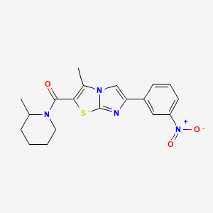 (3-Methyl-6-(3-nitrophenyl)imidazo[2,1-b]thiazol-2-yl)(2-methylpiperidin-1-yl)methanone