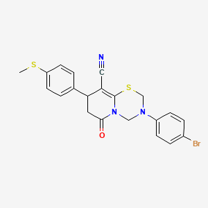 3-(4-bromophenyl)-8-[4-(methylsulfanyl)phenyl]-6-oxo-3,4,7,8-tetrahydro-2H,6H-pyrido[2,1-b][1,3,5]thiadiazine-9-carbonitrile