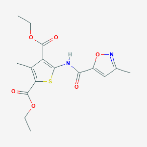 molecular formula C16H18N2O6S B11425555 Diethyl 3-methyl-5-{[(3-methyl-1,2-oxazol-5-yl)carbonyl]amino}thiophene-2,4-dicarboxylate 