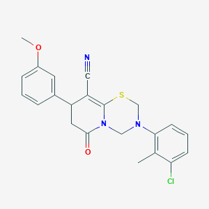 molecular formula C22H20ClN3O2S B11425625 3-(3-chloro-2-methylphenyl)-8-(3-methoxyphenyl)-6-oxo-3,4,7,8-tetrahydro-2H,6H-pyrido[2,1-b][1,3,5]thiadiazine-9-carbonitrile 