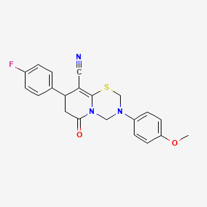 8-(4-fluorophenyl)-3-(4-methoxyphenyl)-6-oxo-3,4,7,8-tetrahydro-2H,6H-pyrido[2,1-b][1,3,5]thiadiazine-9-carbonitrile