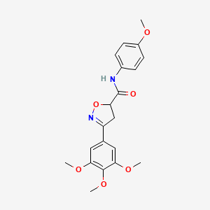 molecular formula C20H22N2O6 B11425635 N-(4-methoxyphenyl)-3-(3,4,5-trimethoxyphenyl)-4,5-dihydro-1,2-oxazole-5-carboxamide 