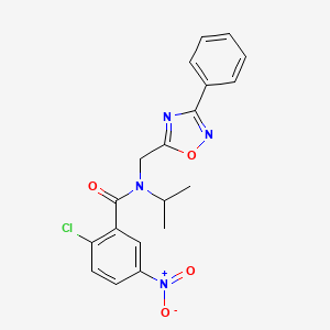 2-chloro-5-nitro-N-[(3-phenyl-1,2,4-oxadiazol-5-yl)methyl]-N-(propan-2-yl)benzamide