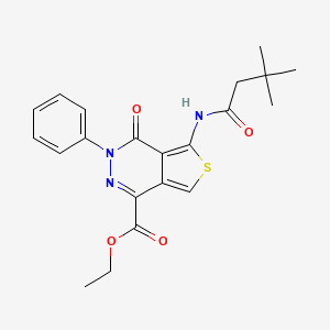 molecular formula C21H23N3O4S B11425705 Ethyl 5-(3,3-dimethylbutanamido)-4-oxo-3-phenyl-3,4-dihydrothieno[3,4-d]pyridazine-1-carboxylate 