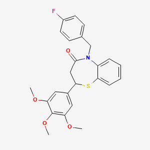 molecular formula C25H24FNO4S B11425710 5-(4-fluorobenzyl)-2-(3,4,5-trimethoxyphenyl)-2,3-dihydrobenzo[b][1,4]thiazepin-4(5H)-one 