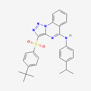 molecular formula C28H29N5O2S B11425737 3-[(4-tert-butylphenyl)sulfonyl]-N-[4-(propan-2-yl)phenyl][1,2,3]triazolo[1,5-a]quinazolin-5-amine 