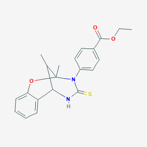 molecular formula C21H22N2O3S B11425770 ethyl 4-(2,11-dimethyl-4-thioxo-5,6-dihydro-2H-2,6-methano-1,3,5-benzoxadiazocin-3(4H)-yl)benzoate 