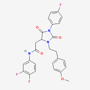 molecular formula C26H22F3N3O4 B11425785 N-(3,4-difluorophenyl)-2-[1-(4-fluorophenyl)-3-[2-(4-methoxyphenyl)ethyl]-2,5-dioxoimidazolidin-4-yl]acetamide 