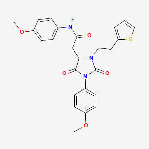 N-(4-methoxyphenyl)-2-[1-(4-methoxyphenyl)-2,5-dioxo-3-(2-thien-2-ylethyl)imidazolidin-4-yl]acetamide