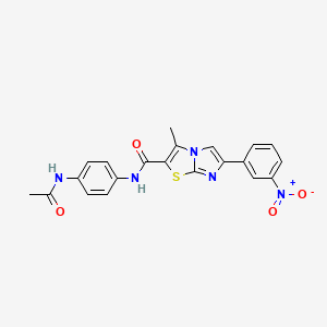 molecular formula C21H17N5O4S B11425814 N-(4-acetamidophenyl)-3-methyl-6-(3-nitrophenyl)imidazo[2,1-b]thiazole-2-carboxamide 