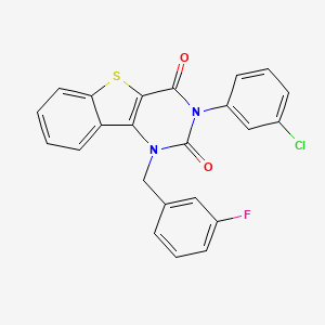 molecular formula C23H14ClFN2O2S B11425839 3-(3-chlorophenyl)-1-(3-fluorobenzyl)[1]benzothieno[3,2-d]pyrimidine-2,4(1H,3H)-dione 