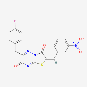 molecular formula C19H11FN4O4S B11425854 (2E)-6-(4-fluorobenzyl)-2-(3-nitrobenzylidene)-7H-[1,3]thiazolo[3,2-b][1,2,4]triazine-3,7(2H)-dione 