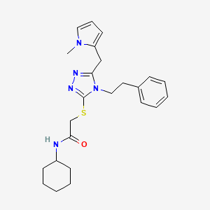 N-cyclohexyl-2-((5-((1-methyl-1H-pyrrol-2-yl)methyl)-4-phenethyl-4H-1,2,4-triazol-3-yl)thio)acetamide