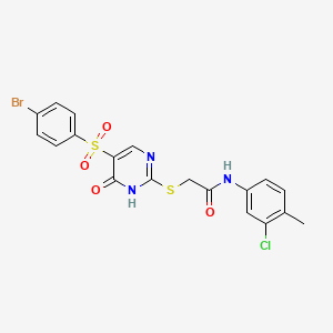 molecular formula C19H15BrClN3O4S2 B11425895 2-({5-[(4-bromophenyl)sulfonyl]-6-oxo-1,6-dihydropyrimidin-2-yl}sulfanyl)-N-(3-chloro-4-methylphenyl)acetamide 