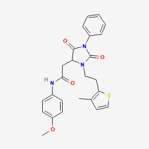 N-(4-methoxyphenyl)-2-{3-[2-(3-methylthiophen-2-yl)ethyl]-2,5-dioxo-1-phenylimidazolidin-4-yl}acetamide