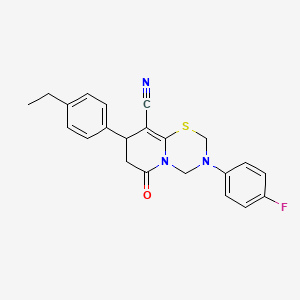 8-(4-ethylphenyl)-3-(4-fluorophenyl)-6-oxo-3,4,7,8-tetrahydro-2H,6H-pyrido[2,1-b][1,3,5]thiadiazine-9-carbonitrile