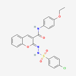 (2Z)-2-{2-[(4-chlorophenyl)sulfonyl]hydrazinylidene}-N-(4-ethoxyphenyl)-2H-chromene-3-carboxamide