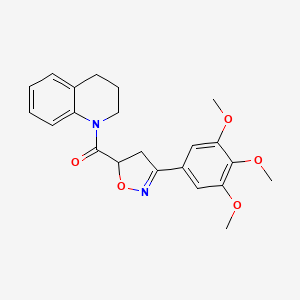 molecular formula C22H24N2O5 B11425943 1-{[3-(3,4,5-Trimethoxyphenyl)-4,5-dihydroisoxazol-5-yl]carbonyl}-1,2,3,4-tetrahydroquinoline 